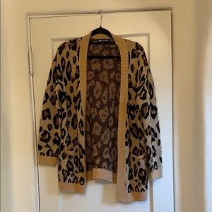 Sweet and sinful Leopard Print Open Front oversized Cardigan medium